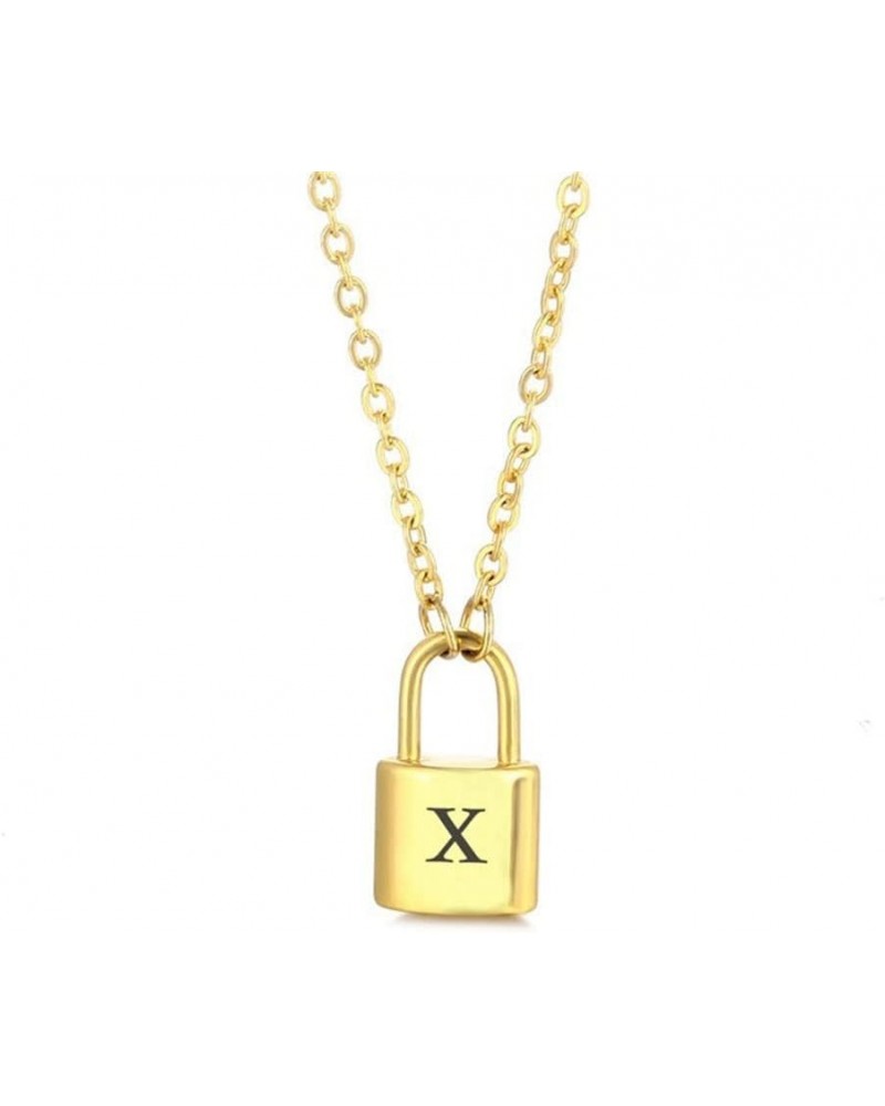 Lock Initial Necklaces Stainless Steel Padlock Letter Pendant Necklace for Women Personalized Jewelry X $8.09 Necklaces