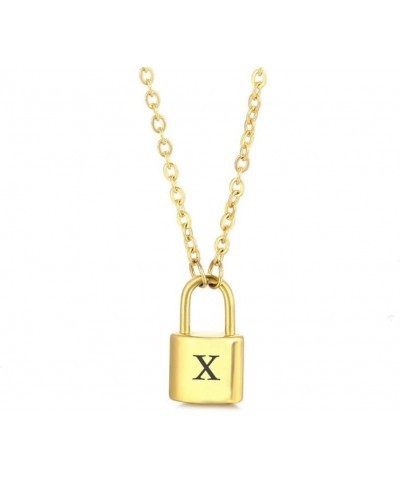 Lock Initial Necklaces Stainless Steel Padlock Letter Pendant Necklace for Women Personalized Jewelry X $8.09 Necklaces