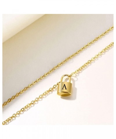 Lock Initial Necklaces Stainless Steel Padlock Letter Pendant Necklace for Women Personalized Jewelry X $8.09 Necklaces