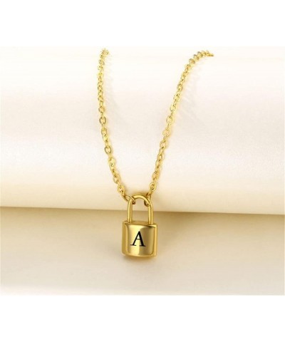 Lock Initial Necklaces Stainless Steel Padlock Letter Pendant Necklace for Women Personalized Jewelry X $8.09 Necklaces