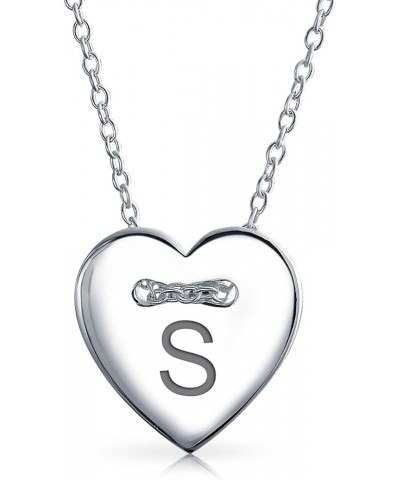 Personalized Flat Slide Button Heart Shape Slide Pendant Engravable Sterling Silver Necklace Alphabet Initial For Women Teen ...