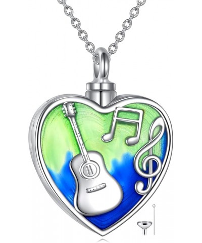 Guitar Necklaces Sterling Silver Guitar Abalone Shell Necklace Punk Music Jewelry Bank Gifts for Guitar Players Guitar Lover ...