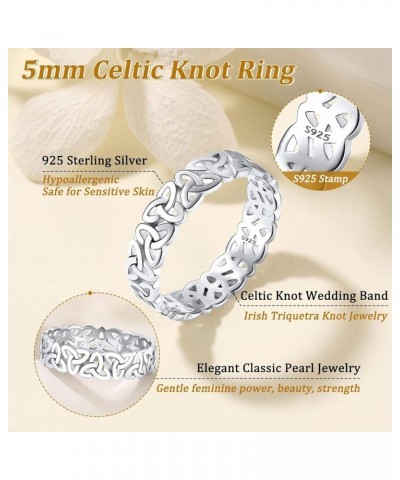 925 Sterling Silver Trinity Celtic Knot Band Ring, 5mm 8mm Irish Celtic Finger Ring for Women Men Size 4-13 (with Gift Box) b...