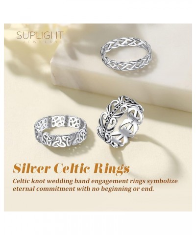 925 Sterling Silver Trinity Celtic Knot Band Ring, 5mm 8mm Irish Celtic Finger Ring for Women Men Size 4-13 (with Gift Box) b...