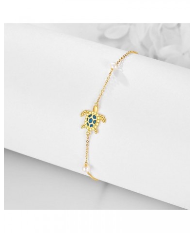 14K Gold Bracelet Real Gold Charms Christmas Jewelry Gifts for Women Girls F-Turtle $96.35 Bracelets