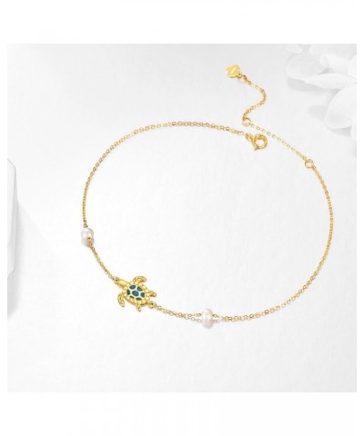 14K Gold Bracelet Real Gold Charms Christmas Jewelry Gifts for Women Girls F-Turtle $96.35 Bracelets