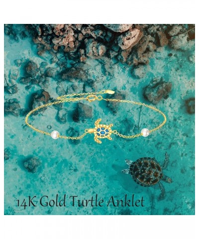 14K Gold Bracelet Real Gold Charms Christmas Jewelry Gifts for Women Girls F-Turtle $96.35 Bracelets