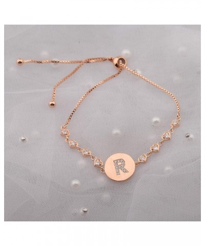 Initial Bracelet Rose Gold Letter Bracelet Adjustable Bracelet Gift for Women,Girl Letter:R $11.93 Bracelets