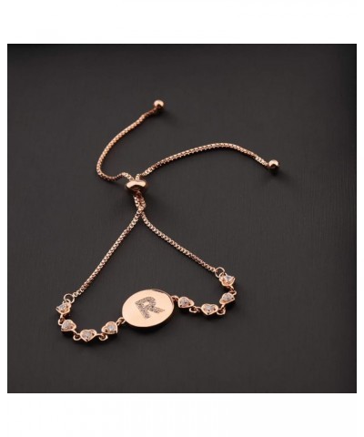 Initial Bracelet Rose Gold Letter Bracelet Adjustable Bracelet Gift for Women,Girl Letter:R $11.93 Bracelets