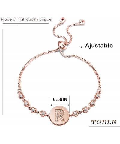 Initial Bracelet Rose Gold Letter Bracelet Adjustable Bracelet Gift for Women,Girl Letter:R $11.93 Bracelets