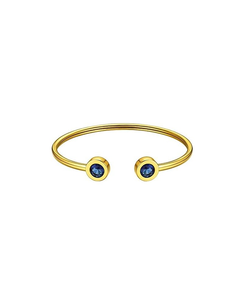 Birthstone Cuff Bracelets for Women Dainty Simple Infinity 316L Stainless Steel/18K Gold Plated Bangle Minimalist Jan - Dec B...