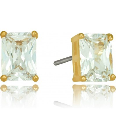 Cubic Zirconia Cube Stud Earrings for Women 24k Gold Plated $10.76 Earrings