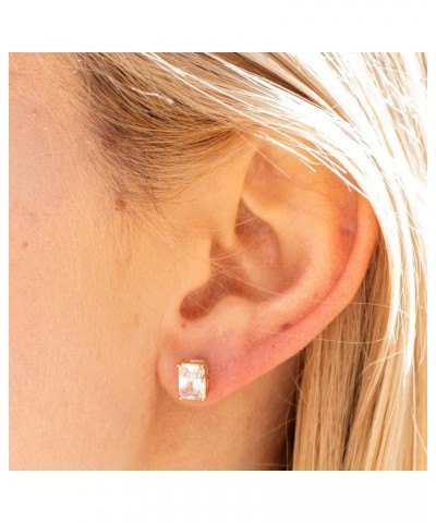 Cubic Zirconia Cube Stud Earrings for Women 24k Gold Plated $10.76 Earrings