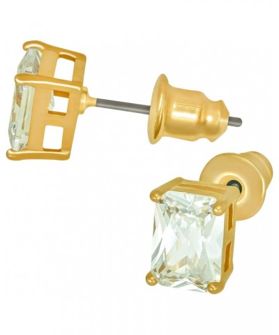 Cubic Zirconia Cube Stud Earrings for Women 24k Gold Plated $10.76 Earrings