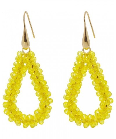 New Elegant Handmade Beads Dangle Earrings for Women Tearsdrop Earrings Transparent Yellow $8.54 Earrings