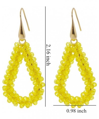 New Elegant Handmade Beads Dangle Earrings for Women Tearsdrop Earrings Transparent Yellow $8.54 Earrings