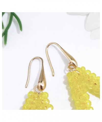 New Elegant Handmade Beads Dangle Earrings for Women Tearsdrop Earrings Transparent Yellow $8.54 Earrings