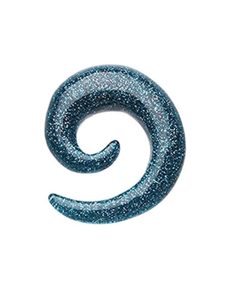 Glitter Shimmer Acrylic Ear Gauge Spiral Hanging Taper 8 GA (3.2mm), Teal $11.12 Body Jewelry