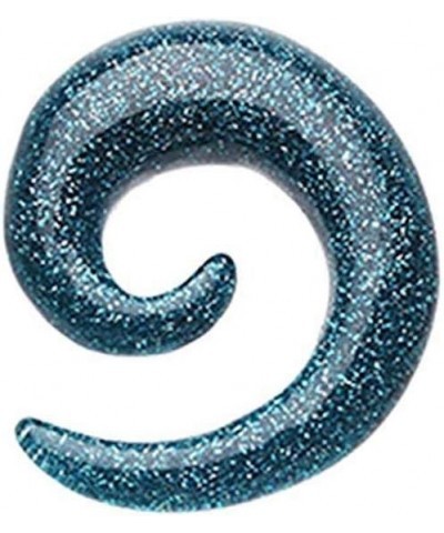 Glitter Shimmer Acrylic Ear Gauge Spiral Hanging Taper 8 GA (3.2mm), Teal $11.12 Body Jewelry