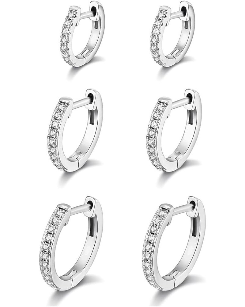 18K Gold Plated Cubic Zirconia Cuff Earrings, 3 Pairs with 12MM, 14MM & 16MM, the for any Occasion silver color $10.50 Earrings