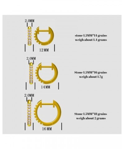 18K Gold Plated Cubic Zirconia Cuff Earrings, 3 Pairs with 12MM, 14MM & 16MM, the for any Occasion silver color $10.50 Earrings