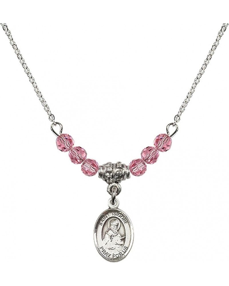 October Birth Month Bead Necklace with Catholic Patron Saint Petite Charm, 18 Inch Saint Isidore of Seville $44.05 Necklaces