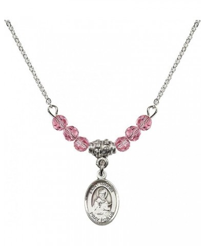 October Birth Month Bead Necklace with Catholic Patron Saint Petite Charm, 18 Inch Saint Isidore of Seville $44.05 Necklaces