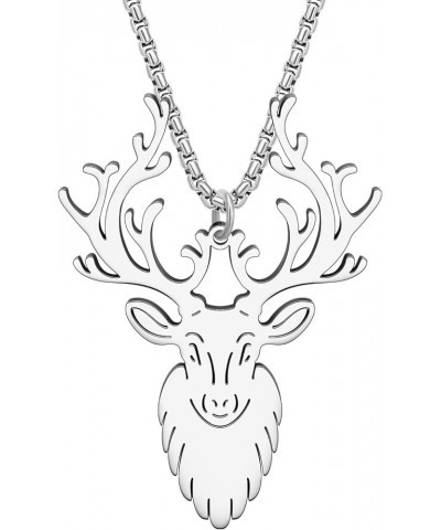 Stainless Steel 18K Gold Silver Plated Cute Christmas Elk Necklace for Women Girls Kids Animal Deer Pendant Costume Jewelry f...