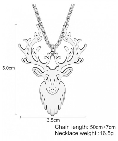 Stainless Steel 18K Gold Silver Plated Cute Christmas Elk Necklace for Women Girls Kids Animal Deer Pendant Costume Jewelry f...