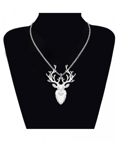 Stainless Steel 18K Gold Silver Plated Cute Christmas Elk Necklace for Women Girls Kids Animal Deer Pendant Costume Jewelry f...