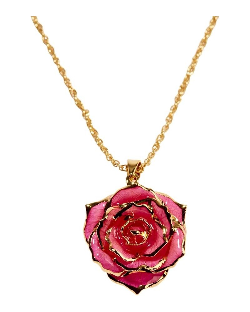 24k Gold Dipped Rose Necklace, Forever Rose Gifts For Women, Preserved Rose Gold Necklace Mom Birthday Gift Pink Perfection $...