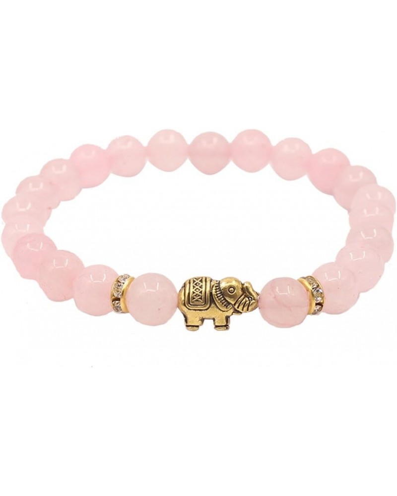 Lover Couple Bracelet Yoga Balancing Reiki Healing with Elephant for Christmas Thanksgiving Pink agate Elephant $9.43 Bracelets