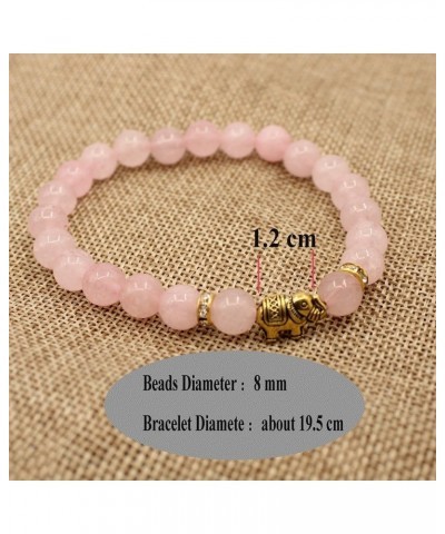 Lover Couple Bracelet Yoga Balancing Reiki Healing with Elephant for Christmas Thanksgiving Pink agate Elephant $9.43 Bracelets