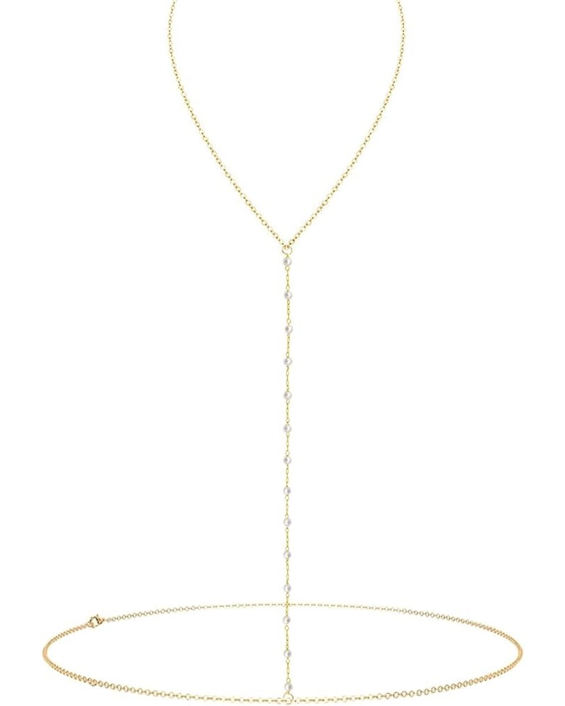 Stainless Steel Gold or Sliver Body Chains Crossover Body Necklace Jewelry Accessories for Women and Girls Sexy Party,Pearls ...