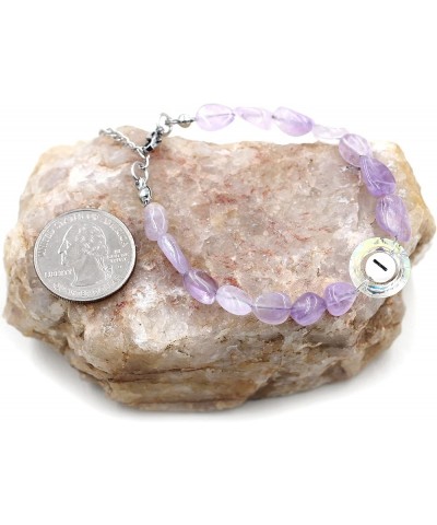 Purple Natural Stone and Austrian Crystal Letter Bracelet, Personalized Initial Jewelry for Women A-Z 26 Letters y2367-Multi-...