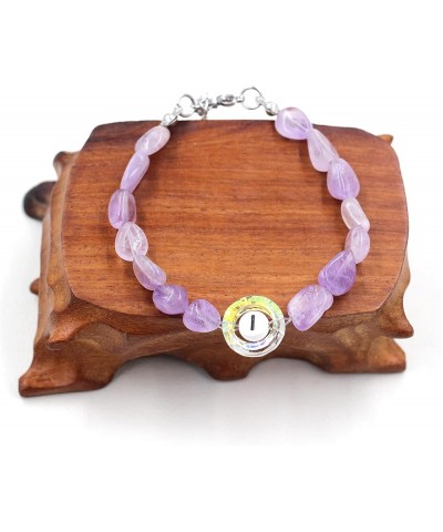 Purple Natural Stone and Austrian Crystal Letter Bracelet, Personalized Initial Jewelry for Women A-Z 26 Letters y2367-Multi-...