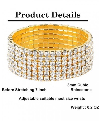 Sparkle Multicolor Rhinestone Stackable Stretch Bracelets for Women 6 Row Gold Bracelet $10.07 Bracelets