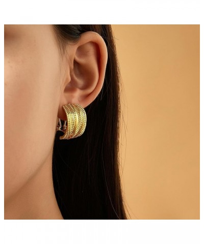 Two Tone Earrings for Women Gold and Silver Rose Gold Crossover Half Hoop Statement Designer Stud Earrings classic gold $7.13...