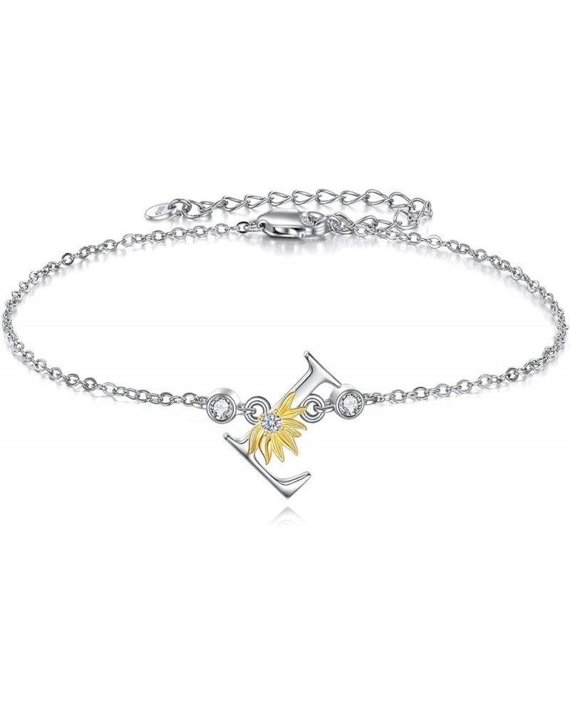 Sterling Silver Initial Alphabet Letter Script Name Bracelets Sunflower Initial Bracelet for Women Girls Initial L $19.75 Bra...