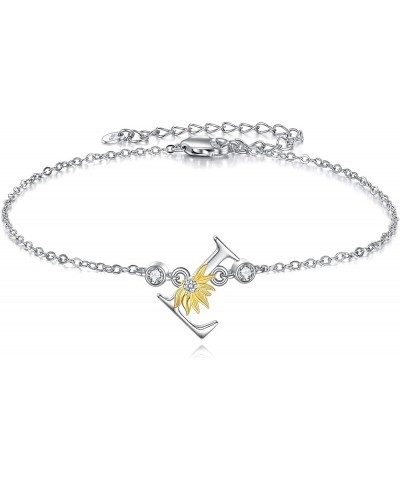 Sterling Silver Initial Alphabet Letter Script Name Bracelets Sunflower Initial Bracelet for Women Girls Initial L $19.75 Bra...