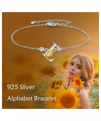 Sterling Silver Initial Alphabet Letter Script Name Bracelets Sunflower Initial Bracelet for Women Girls Initial L $19.75 Bra...