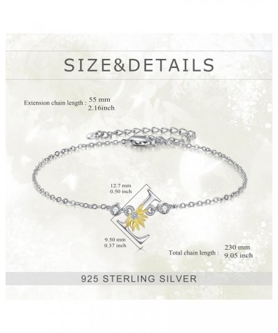 Sterling Silver Initial Alphabet Letter Script Name Bracelets Sunflower Initial Bracelet for Women Girls Initial L $19.75 Bra...