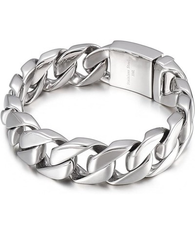 Cuban Bracelet for Men, Stainless Steel Bracelet for Men 8.5 inch Silver Curb Chain Bracelet 17mm Width Style 1 $30.59 Bracelets