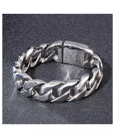 Cuban Bracelet for Men, Stainless Steel Bracelet for Men 8.5 inch Silver Curb Chain Bracelet 17mm Width Style 1 $30.59 Bracelets