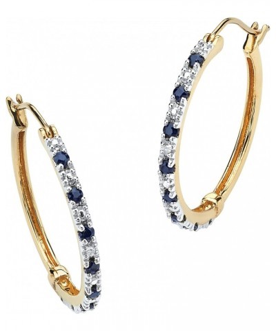 PalmBeach Yellow Gold-Plated Sterling Silver Round Genuine Blue Sapphire and Diamond Accent Hoop Earrings (27mm) $41.85 Earrings