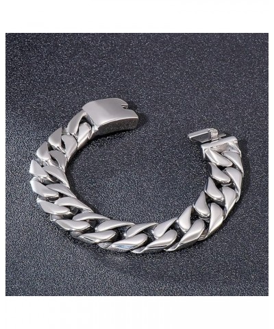 Cuban Bracelet for Men, Stainless Steel Bracelet for Men 8.5 inch Silver Curb Chain Bracelet 17mm Width Style 1 $30.59 Bracelets