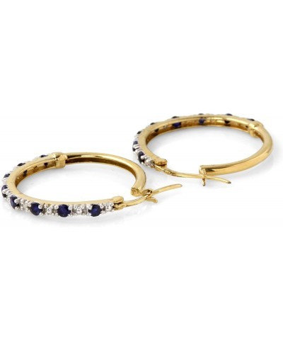 PalmBeach Yellow Gold-Plated Sterling Silver Round Genuine Blue Sapphire and Diamond Accent Hoop Earrings (27mm) $41.85 Earrings