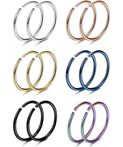 18-20G 12-24PCS Stainless Steel Body Jewelry Piercing Nose Ring Hoop Nose Piercing … F:18G 6 Pairs 8MM Inner Diameter $8.24 B...