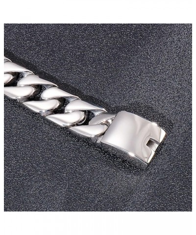 Cuban Bracelet for Men, Stainless Steel Bracelet for Men 8.5 inch Silver Curb Chain Bracelet 17mm Width Style 1 $30.59 Bracelets