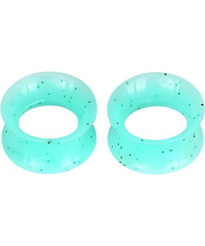 2PC Extra Soft Silicone Flexible Ear Skin Tunnels with Glitter Plugs Expanders Gauges Hollow Body Piercing Jewelry 2G-3/4 Tur...